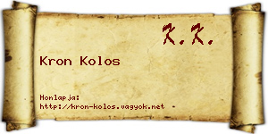 Kron Kolos névjegykártya